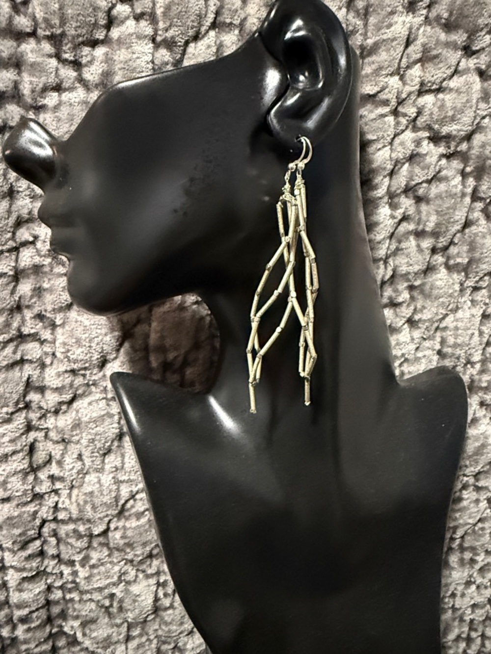 Elegant Silver Tone lCascade Stick Drop Earrings - 100%silver Women Jewelry
